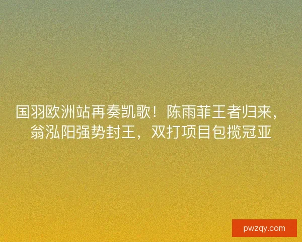 国羽欧洲站再奏凯歌！陈雨菲王者归来，翁泓阳强势封王，双打项目包揽冠亚